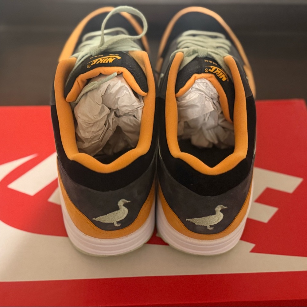 Nike Air Max 1 Ugly Duckling - Black, Orange, and Gray - Picture 2 of 2